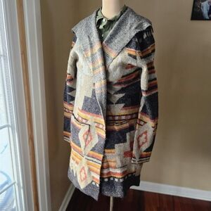 Natural Reflections Brooklyn Coatigan Aztec Boho Western Sweater Size Large
